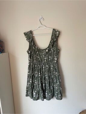 Justify Olive Green Floral Ruffle Mini Dress 2X